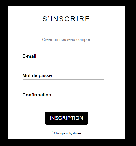 Page d'inscription