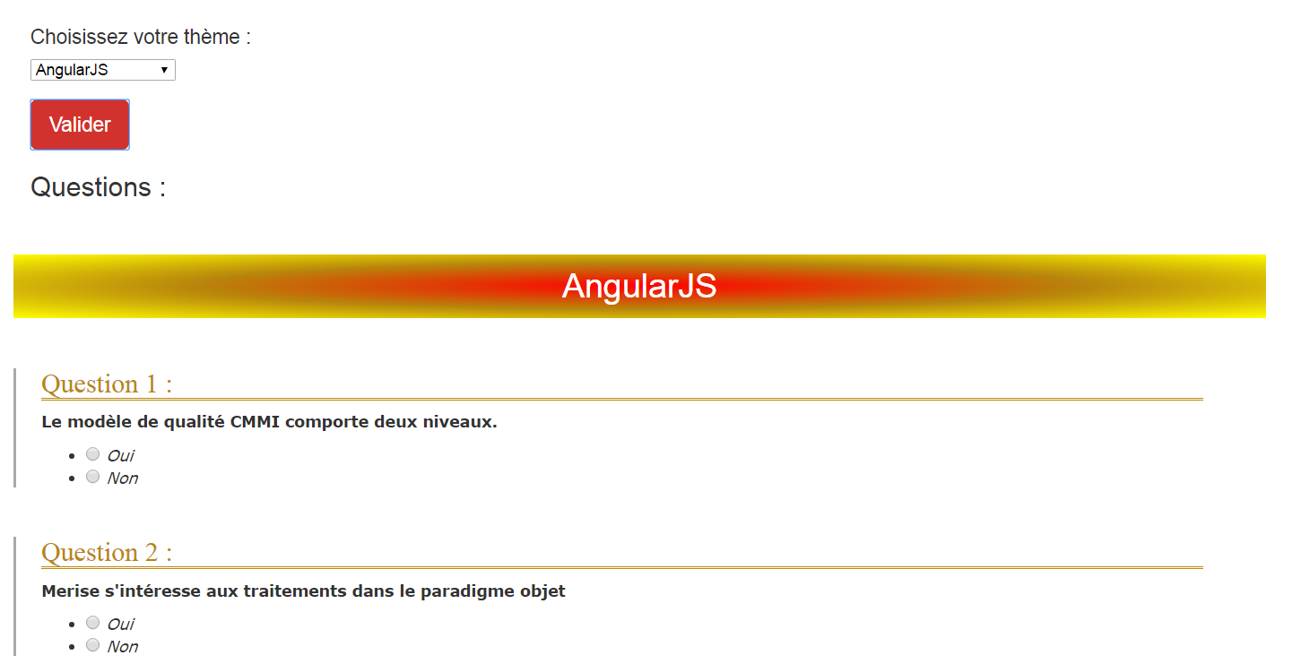 Page QCM