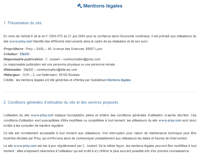 mentions légales
